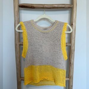 Zara Beige and Yellow Knit Tank Top
